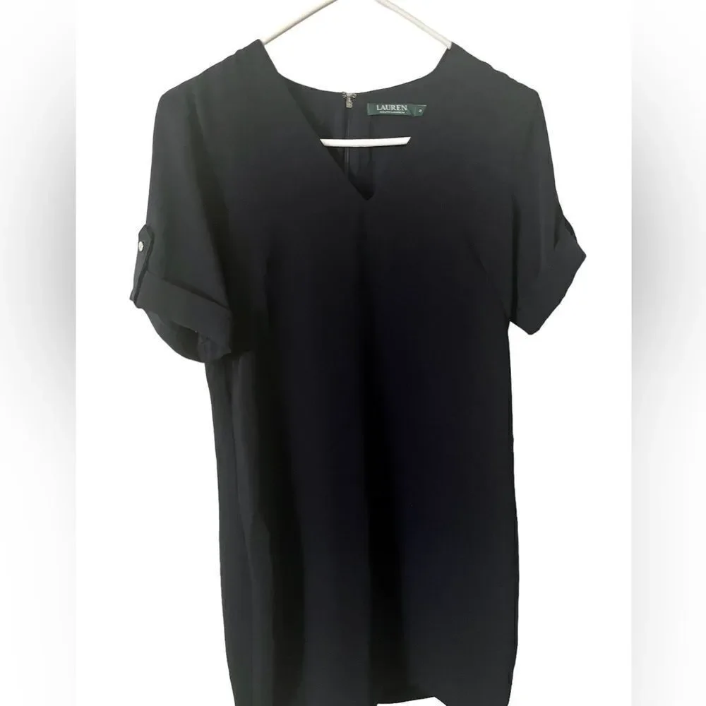 Lauren by Ralph Lauren V Neckline Navy Blue Dress